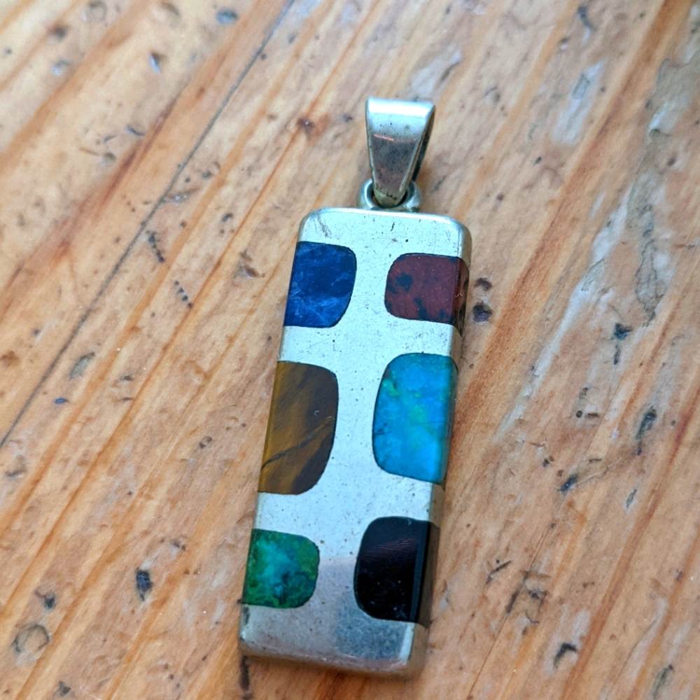 Vintage Multicolored Silver Pendant